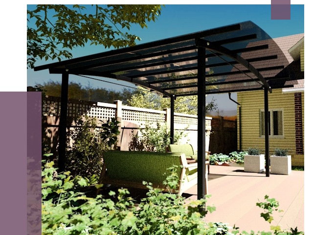 Навесы для террасы в Краснодаре от 13157 руб. под ключ | ПРОЛЁТ-Ксд