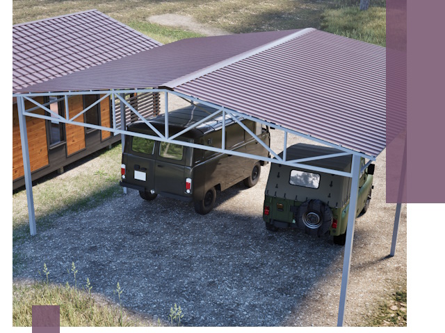 Двускатные навесы под ключ в Краснодаре — изготовление и монтаж